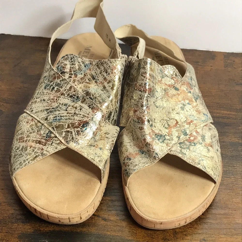 Sesto Meucci Sylke Crisscross Womens Multi Color Metallic Sandals size 10